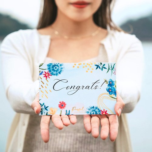 Pursful 情人節卡片【卡片】書法明信片連信封 祝賀 心意卡