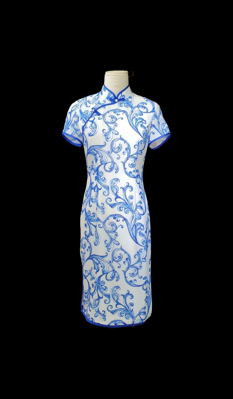 青花瓷短旗袍 VINTAGE 悅裳 港式 復古旗袍 連身裙 - 旗袍/改良式旗袍 - 棉．麻 多色