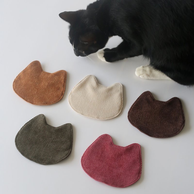 貓咪 鋪棉杯墊 手作 - 杯墊 - 其他材質 多色