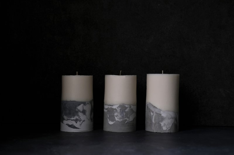 Mottled rough Cement double layer pillar scented candle - Fragrances - Wax 