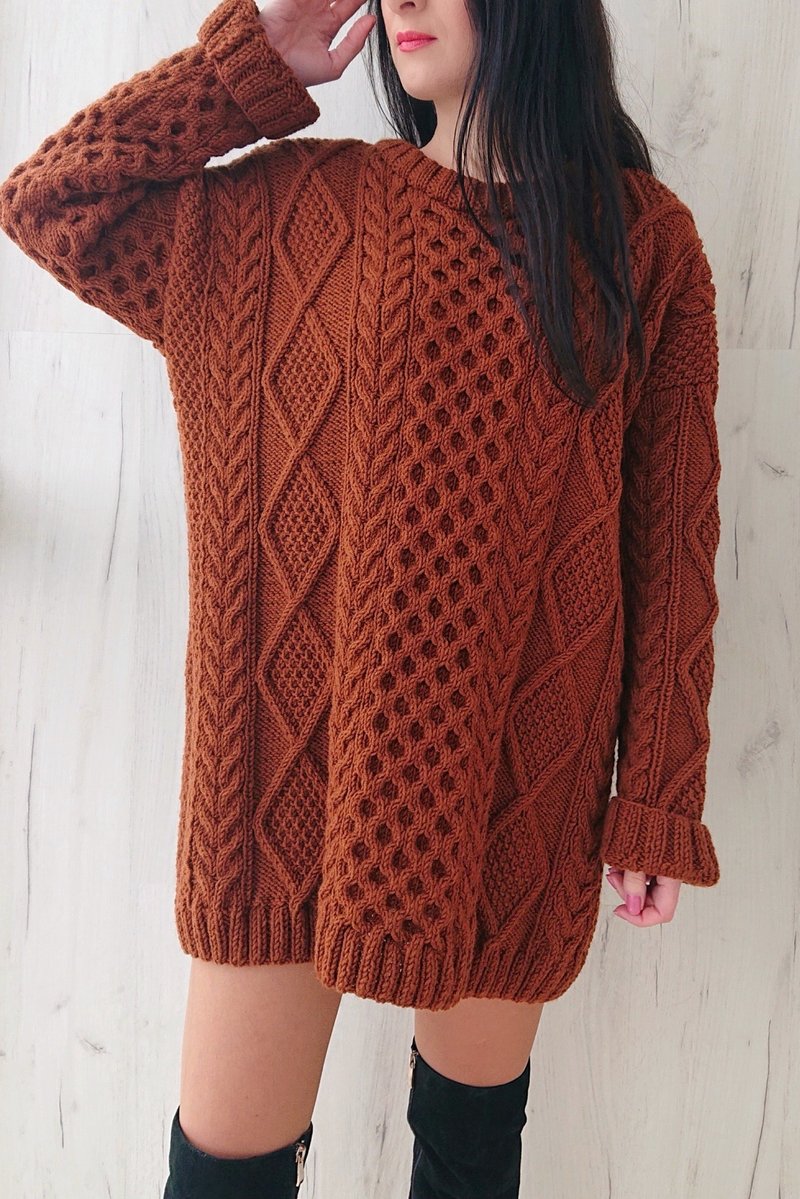Long chunky sweater Sweater dress Hand knit sweater women - Women's Sweaters - Wool 