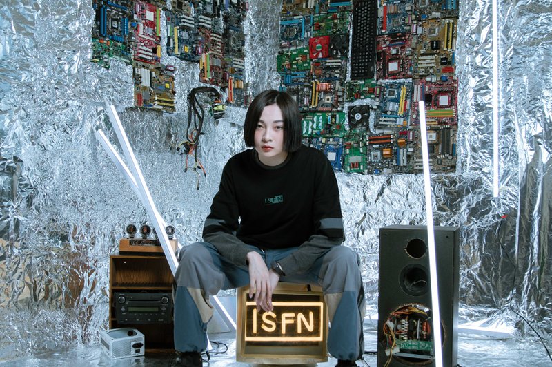 ISFN 2019 S/S stitching drop shoulder T - เสื้อยืดผู้ชาย - ผ้าฝ้าย/ผ้าลินิน สีดำ