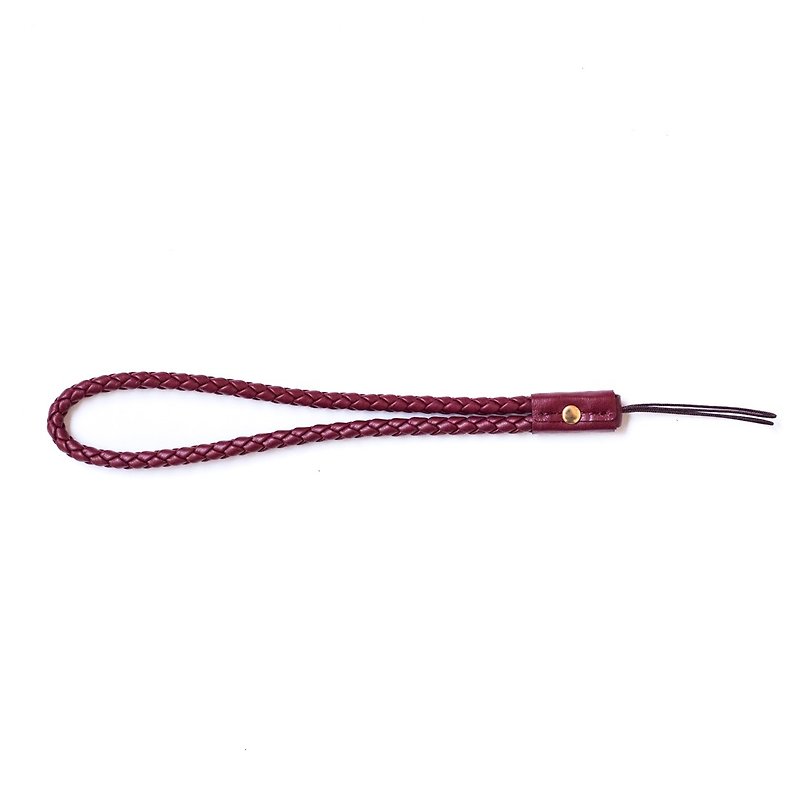 Patina leather handmade knitting mobile phone sling lanyard - ID & Badge Holders - Genuine Leather Red