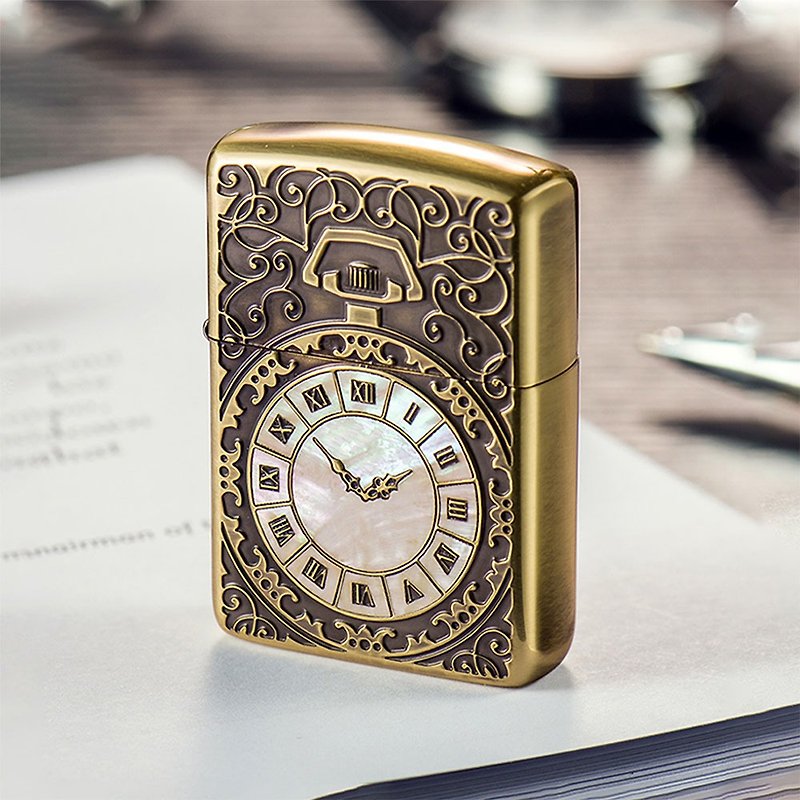 [ZIPPO Official Flagship Store] Classic Bronze Gold Pocket Watch (Thickened Version) Windproof Lighter ZA-2-81