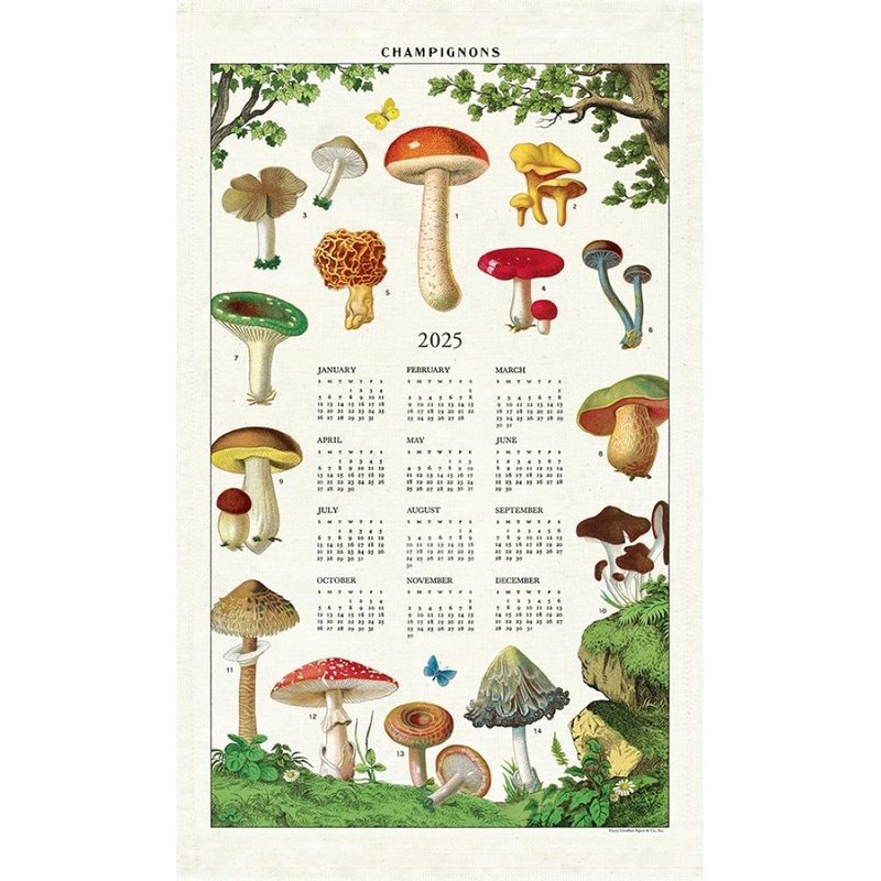 Cavallini & Co. 2025 Cotton Fabric Almanac_Mushroom - ปฏิทิน - ผ้าฝ้าย/ผ้าลินิน หลากหลายสี