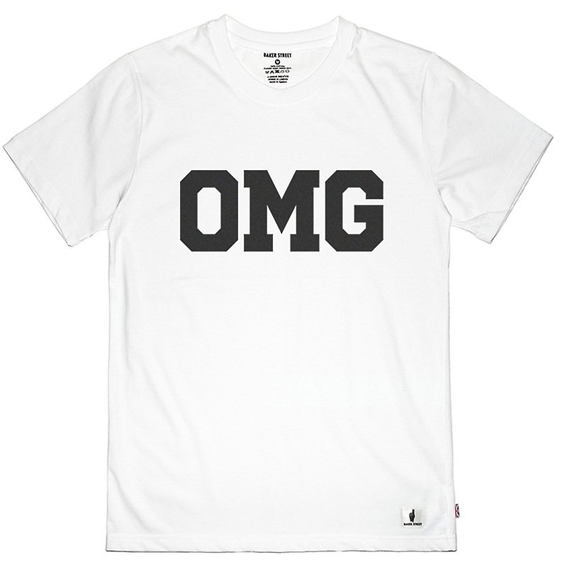 British Fashion Brand -Baker Street- OMG T-shirt - Men's T-Shirts & Tops - Cotton & Hemp White