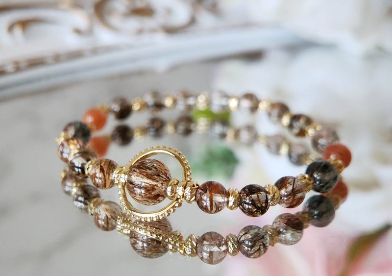 Black Gold Super Bracelet-Golden Sun-Black Hair Crystal - Bracelets - Crystal 