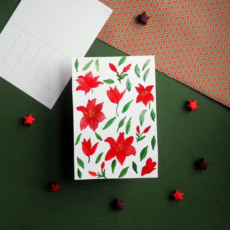 Red flowers postcard - 卡片/明信片 - 紙 多色