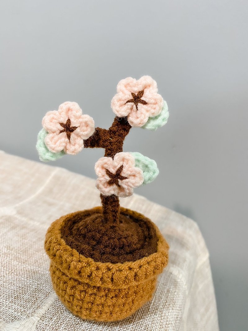 Exclusive Design | Hand Crocheted Cherry Blossom Small Potted Plant