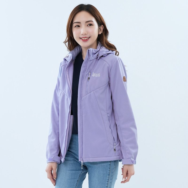 Travel around the world GlobeTex waterproof windproof warm bristle soft shell jacket GJ23042 dream purple - เสื้อแจ็คเก็ต - เส้นใยสังเคราะห์ สีม่วง