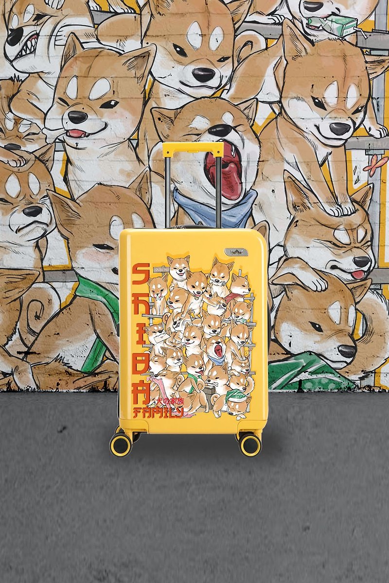 Yellow Shiba Family Suitcase 20 inches