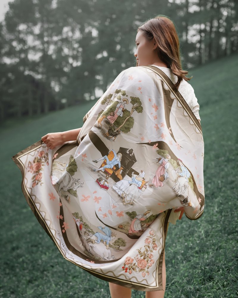 The Milkmaid Outer Scarf en Rose Classic 110x110cm - 圍巾/披肩 - 絲．絹 粉紅色