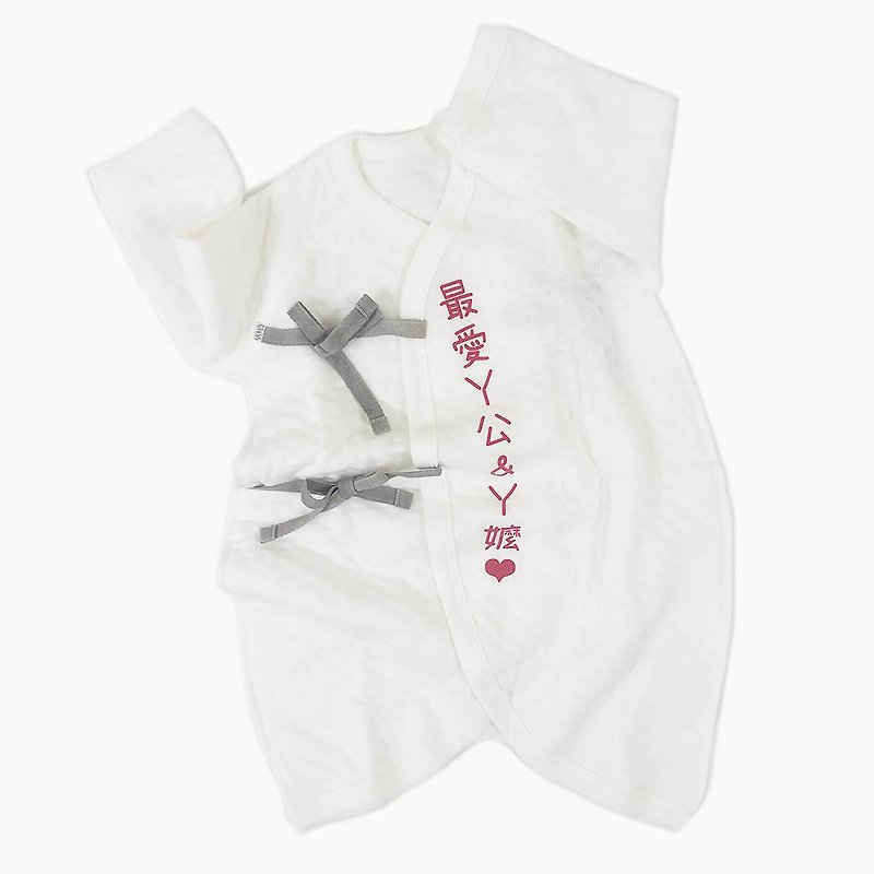 最愛阿公阿嬤(免費改字)日本有機3層空氣棉 新生兒蝴蝶衣 - 嬰兒連身衣/包被/包巾 - 棉．麻 多色