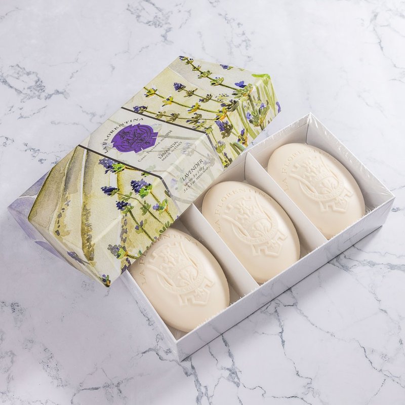 [Fast Shipping] Italian Handmade Fragrance Soap 150g 3-piece Gift Box Set-Lavender - Soap - Other Materials Purple