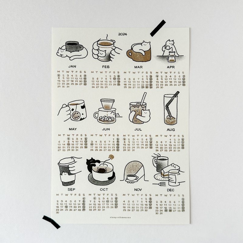 2024 Calendar |  孔版印刷年曆 - 日曆/月曆/年曆 - 紙 