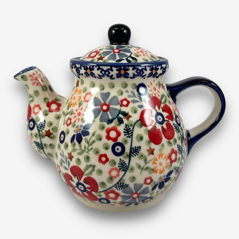 Polish hand-painted handmade pottery-teapot 350ML floral skirt series designer style - ถ้วย - ดินเผา หลากหลายสี