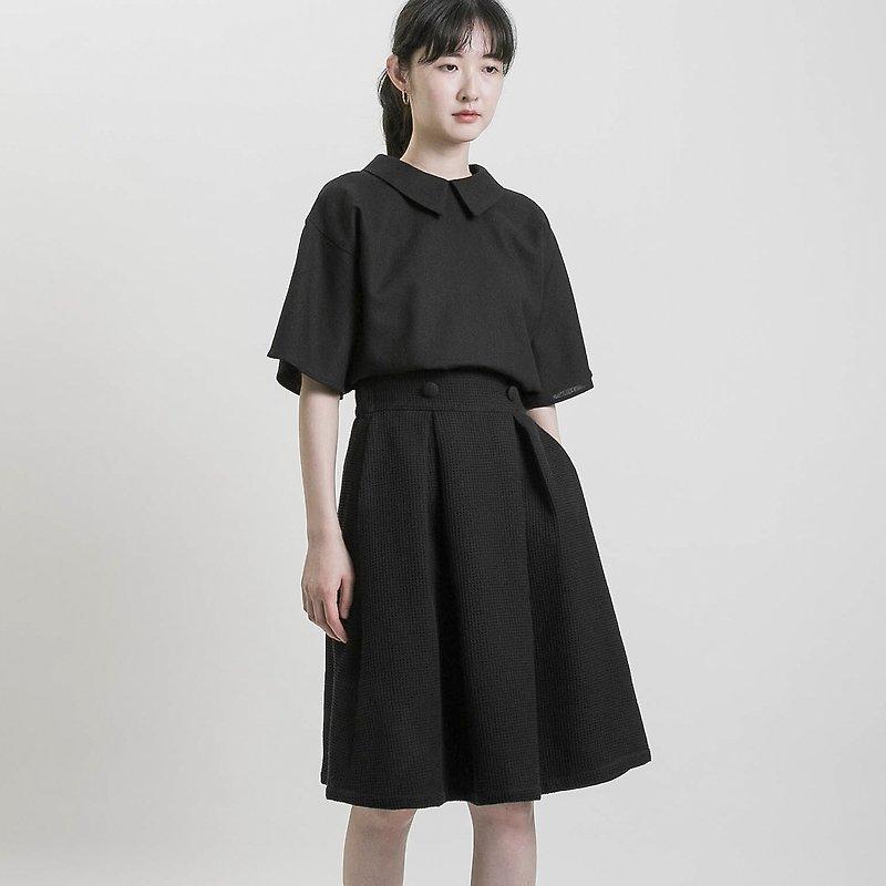 Space_Space knee-length skirt_9SF252_Black - กระโปรง - ผ้าฝ้าย/ผ้าลินิน สีดำ