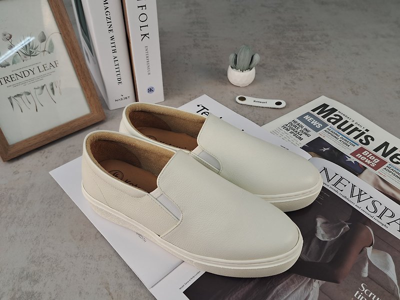 All-match leather casual shoes - pure white - รองเท้าลำลองผู้หญิง - หนังแท้ ขาว