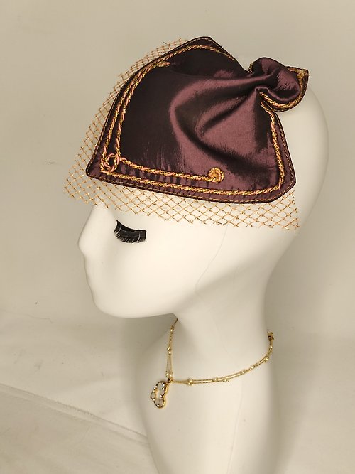 米唐亞時尚-藝術商品化-客製商品 Don-Ya Mi Fashion宴會造型髮飾 紫色絲繡小禮帽 小眾設計師訂製