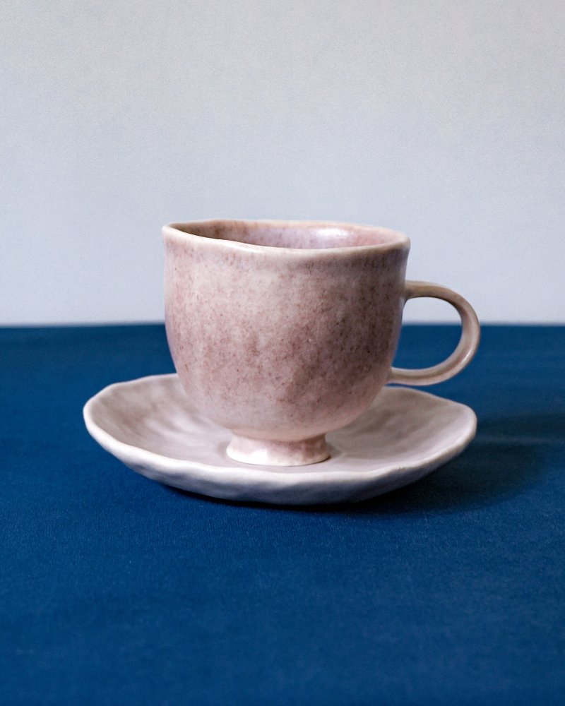 陶瓷 咖啡杯碟 茶杯碟 杯盤組 芋泥紫 Espresso Cup and saucer - 盤子/餐盤/盤架 - 陶 粉紅色