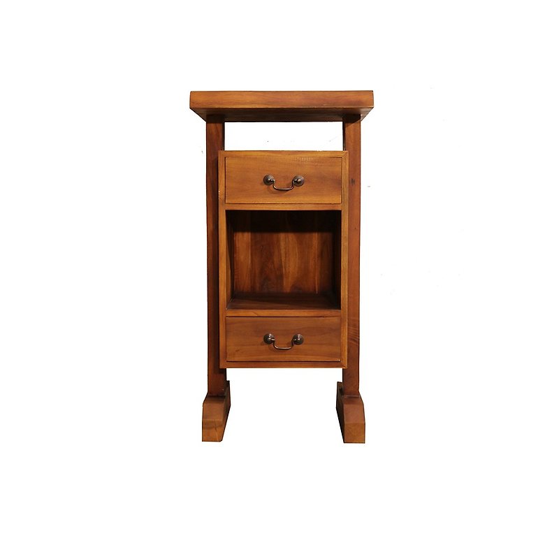 [Jidi City 100% Log Furniture] SNJ001 Log Two Drawer Cabinet Bedside Table Storage Cabinet - Other Furniture - Wood Brown