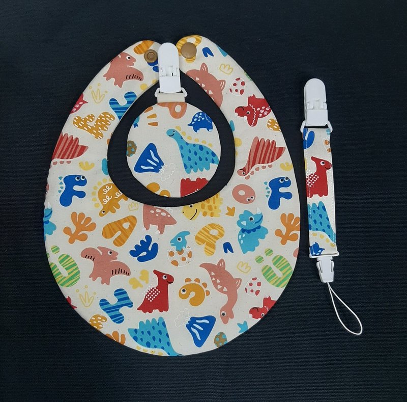 /Colorful Dinosaurs/Bib three-piece set - Bibs - Cotton & Hemp Multicolor