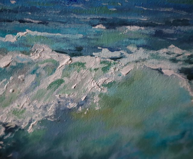 期間限定割引中】海の絵画アート（ターコイズ、ダークブルー