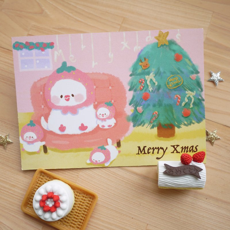 聖誕卡片 / 文鳥聖誕樹 - 卡片/明信片 - 紙 粉紅色