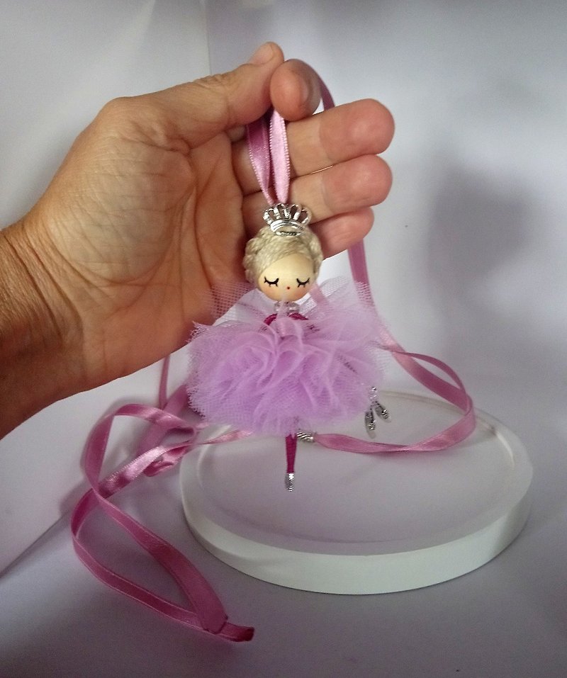 Ballerina  Doll necklace - Necklaces - Other Metals Pink