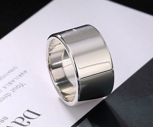 女性のための本物の990ファインシルバー光沢のある指輪シンプルなファッションワイドリング ショップ Garyjewelry リング Pinkoi