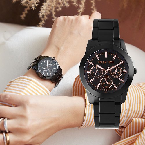 米朵貝菈．時光的禮物 RELAX TIME三眼腕錶-玫(R0800-16-10)小