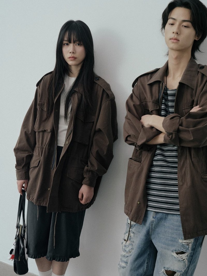 夢想成真 巴恩風做舊洗水 夾克外套派克服 - 男夾克/外套 - 其他材質 綠色