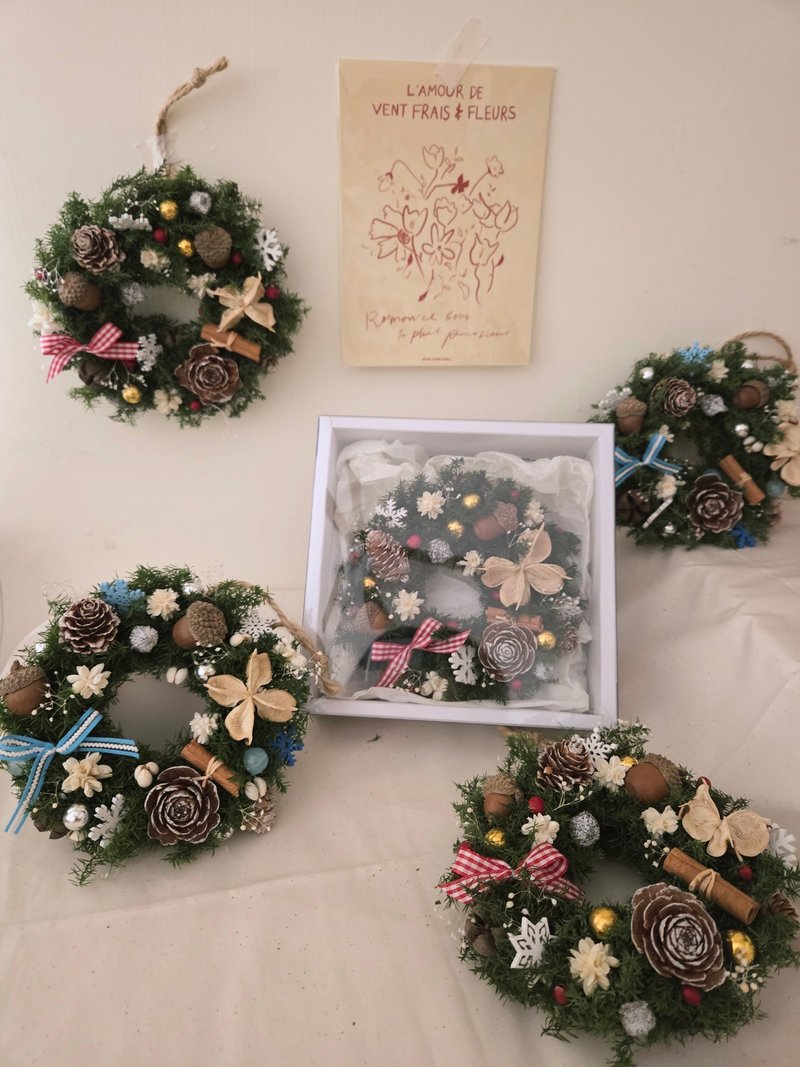 聖誕永生雪松迷你花圈 12公分 - 乾燥花/永生花 - 植物．花 