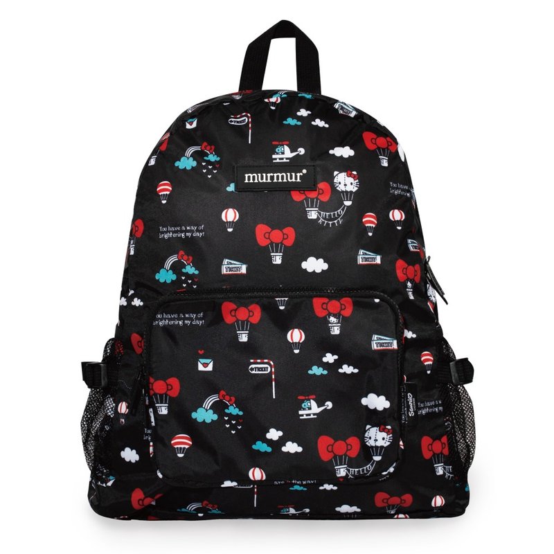 murmur 旅行收納後背包 | Hello Kitty 熱氣球 - 後背包/背包/書包 - 聚酯纖維 黑色