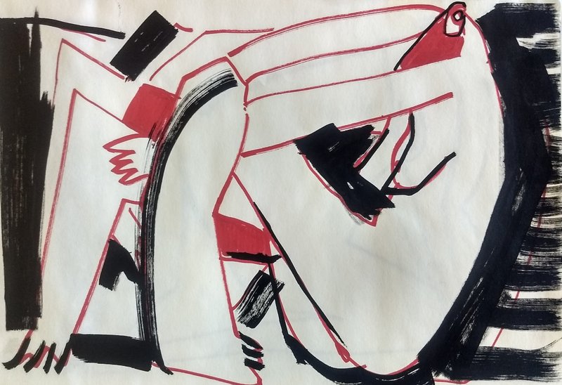 Black-red nude cubist abstract arwork - Posters - Paper 