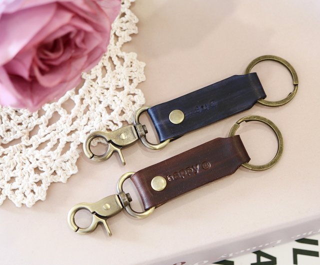 Long leather key ring with hook/custom gift/free lettering Long leather key ring with hook/custom gift/free lettering