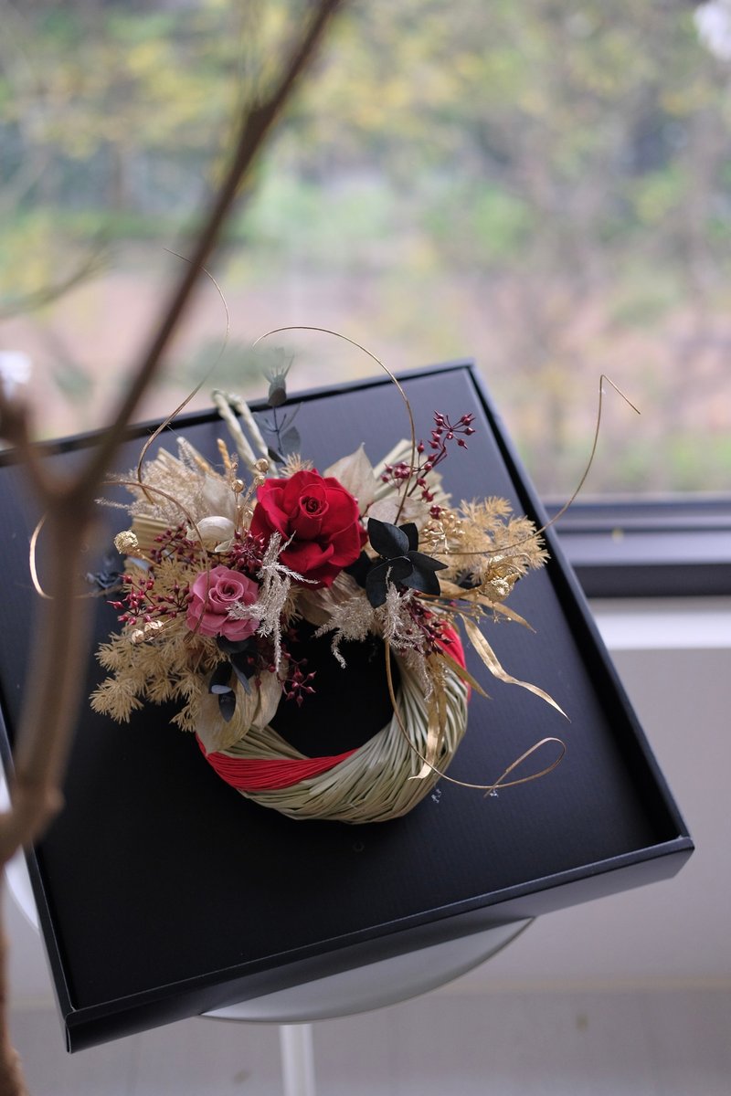 New Year's prayer note with rope and New Year's gift flower gift - Dried Flowers & Bouquets - Plants & Flowers Red