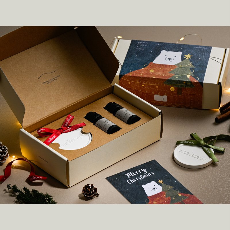 【快速出貨】擴香石香氛禮盒 4種香氣4色緞帶 聖誕交換禮物 - 香薰/精油/線香 - 其他材質 