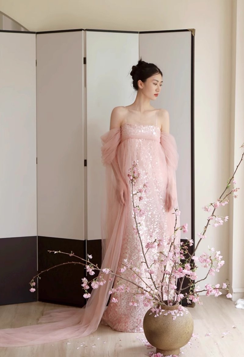 French minimalist light wedding princess dress holiday dress - ชุดเดรส - วัสดุอื่นๆ ขาว