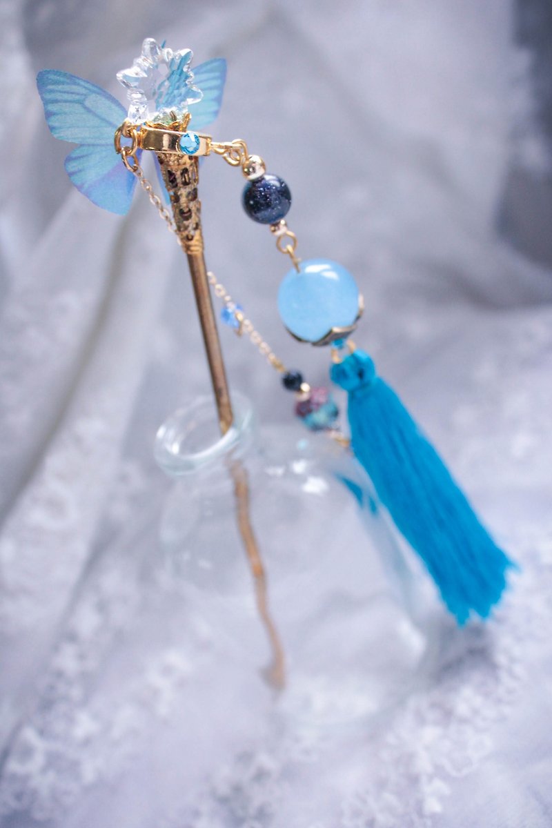 *Mi Luna Story*Night Snow Hairpin - Hair Accessories - Glass Blue