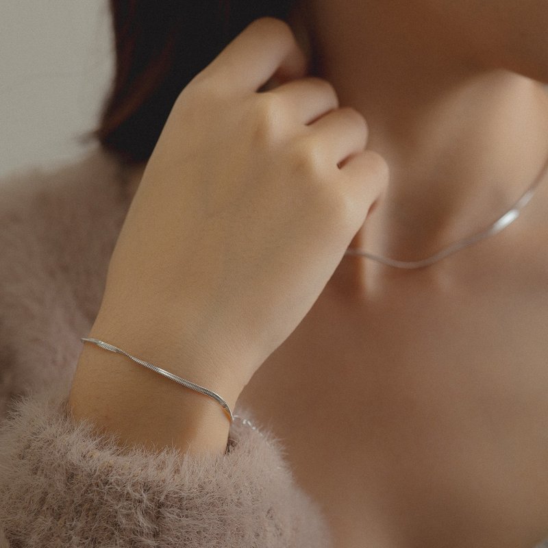 銀色-個性歐美風蛇鍊手鍊 - 手鍊/手環 - 銅/黃銅 銀色