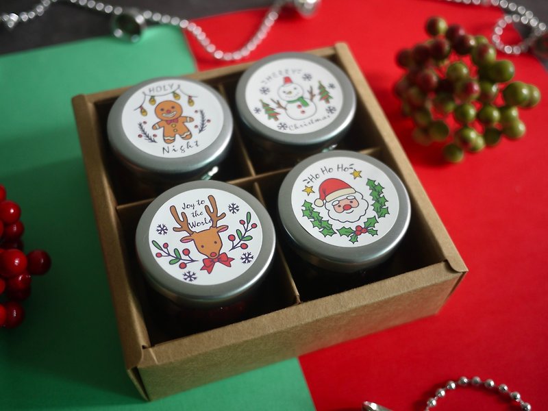 Fruit and Sauce Christmas Coffret 4 Cans/Free Packaging/Exchange Gifts Lacto-Vegetarian - Jams & Spreads - Fresh Ingredients Green