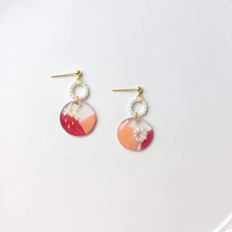 蔓越莓氣泡夾式/針式耳環 - 耳環/耳夾/耳骨夾 - 樹脂 透明