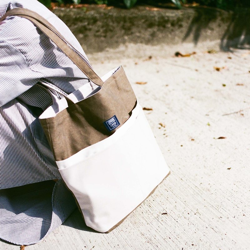 Shoulder Tote Bag_Grey Green White Light Gray - Messenger Bags & Sling Bags - Cotton & Hemp Silver