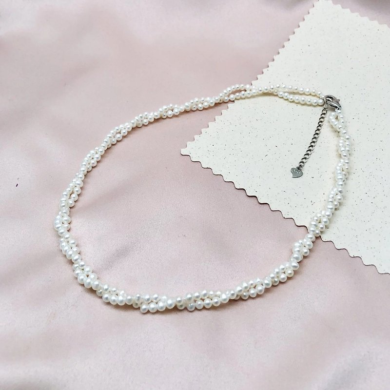 [Customized Gift] Elegant and Fresh Double Strand Twisted Natural Pearl Necklace