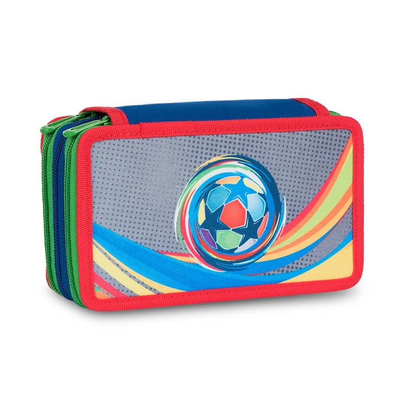 Tiger Family Little Noble Multifunctional Double-layer Creative Stationery Bag-Colorful Football - Pencil Cases - Waterproof Material Red