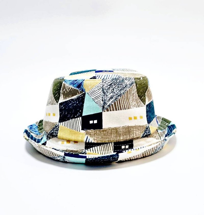 【HiGh MaLi】Classic fisherman hat/hand-painted geometric house/Yoshimoto Yumi#customized#birthday gift - หมวก - ผ้าฝ้าย/ผ้าลินิน หลากหลายสี