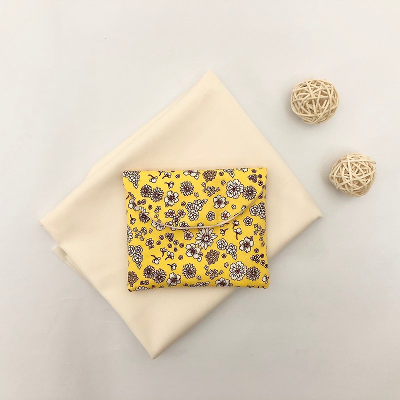 Cotton & Hemp Toiletry Bags & Pouches Yellow - Customized fabric selection-yellow flower sanitary napkin bag birthday gift