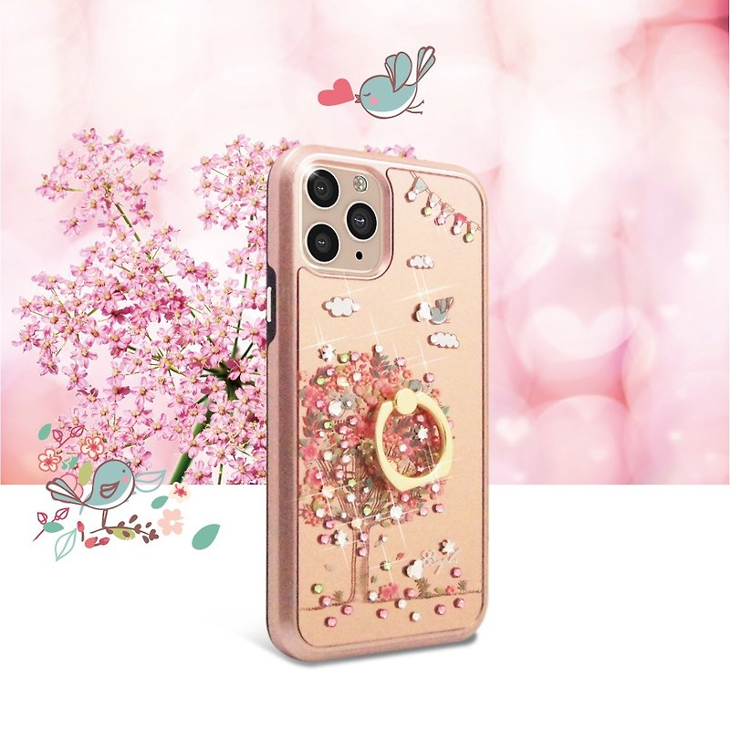 iPhone 11 full range of crystal colored diamonds full-covered mirror ring buckle dual-material phone case-love