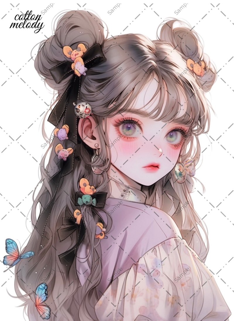 original sticker no.489 人物ステッカー オリジナルステッカー 人物ステッカー 女の子ステッカー オリジナル人物ステッカー - 貼紙 - 紙 